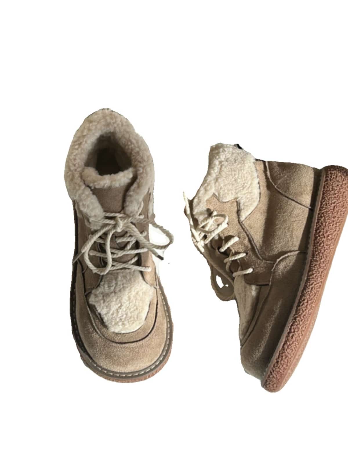 Imitation lamb wool round head strap-up thick-soled short boots winter warm and heightening snow boots