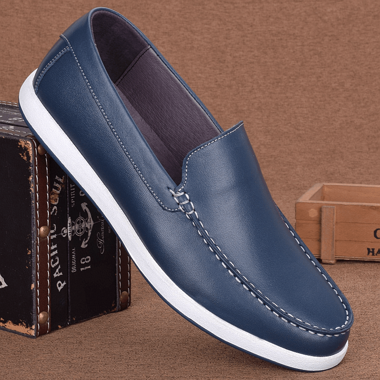 Autumn leather youth trend men's casual leather shoes soft sole breathable soft cowhide board shoes driving shoes