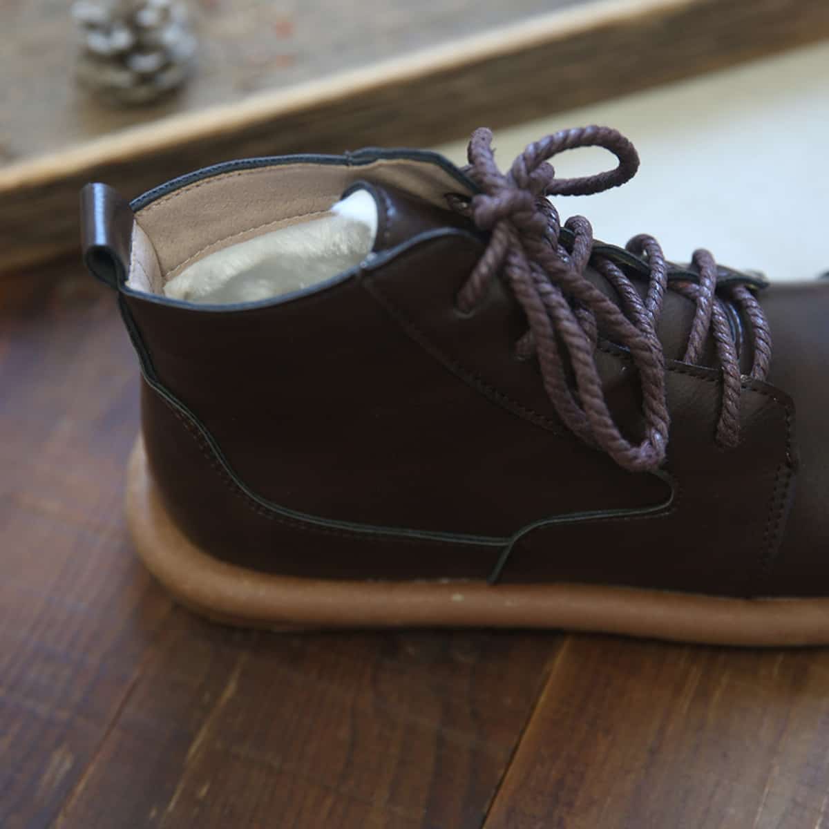 Round head lace-up flat-soled short boots autumn and winter velvet British soft-soled boots