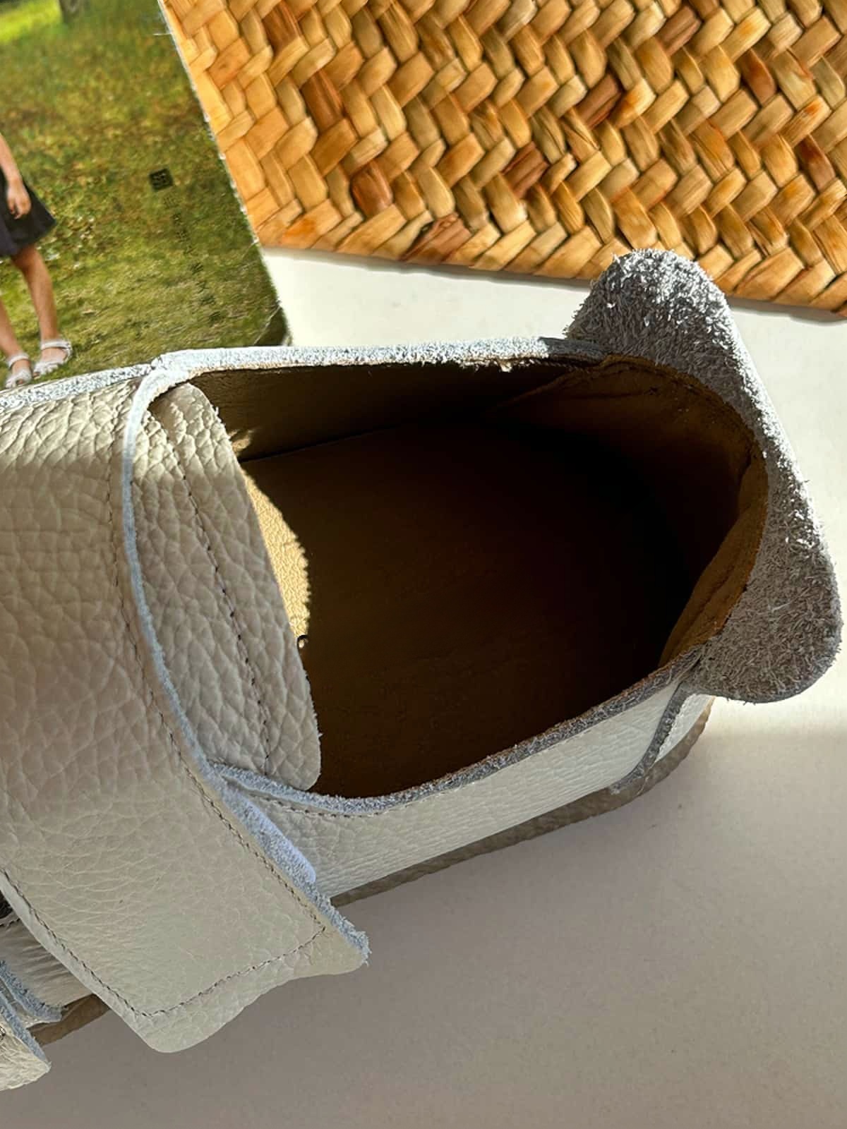 Leather Round Head Flat Shoes Velcro Soft Sole Versatile Little White Shoes