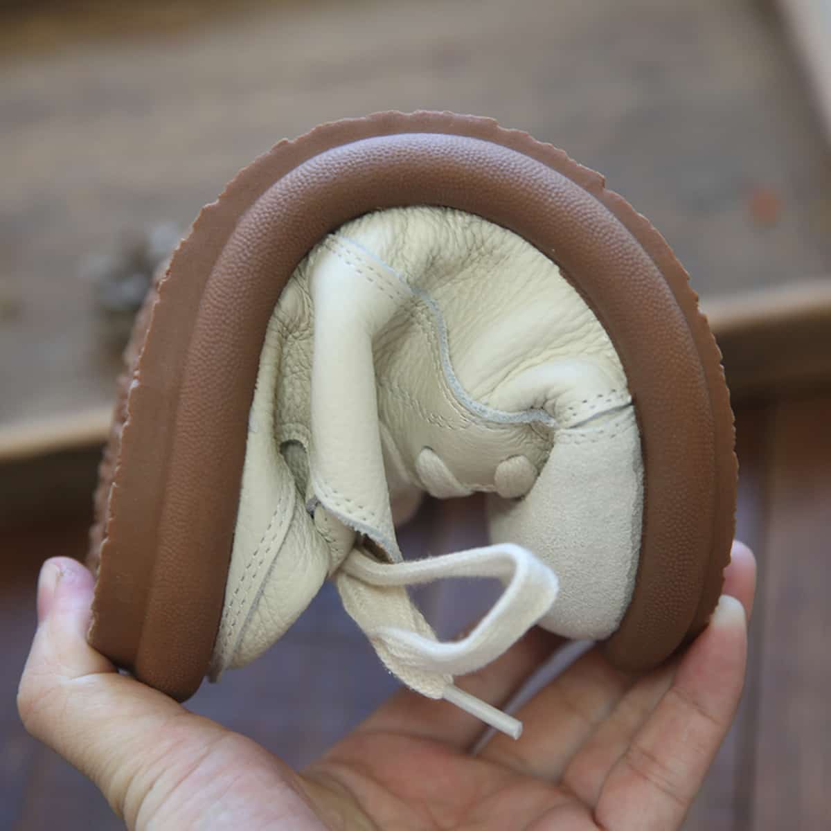 Leather round head lace-up single shoes comfortable soft sole low heel big head shoes small leather shoes