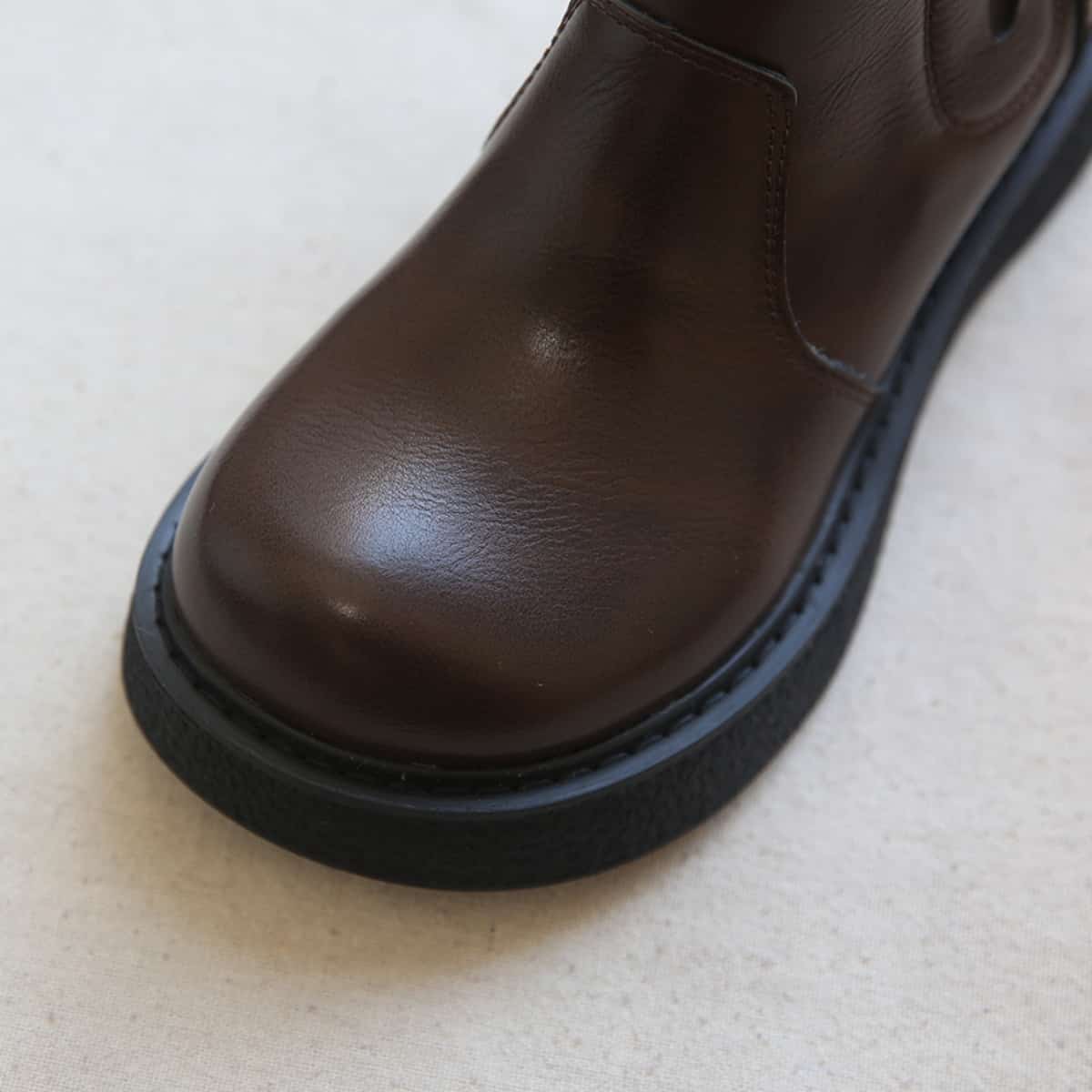 Glossy platform big head shoes winter wool mouth plush locomotive boots cigarette boots women