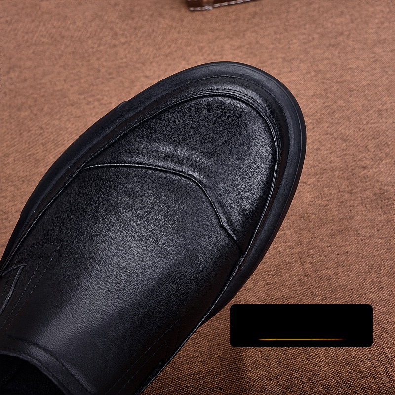 Leather first layer cowhide business casual foot cover thick sole soft sole wear-resistant round head wide feet men's leather shoes