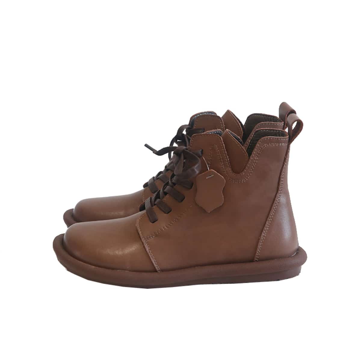 Big Head Martin Boots Women's Leather Round Head Lace-Up Short Boots Comfortable Soft Sole Boots