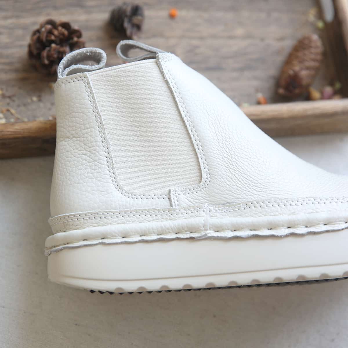 Leather round head platform big head shoes short boots cigarette boots women's autumn