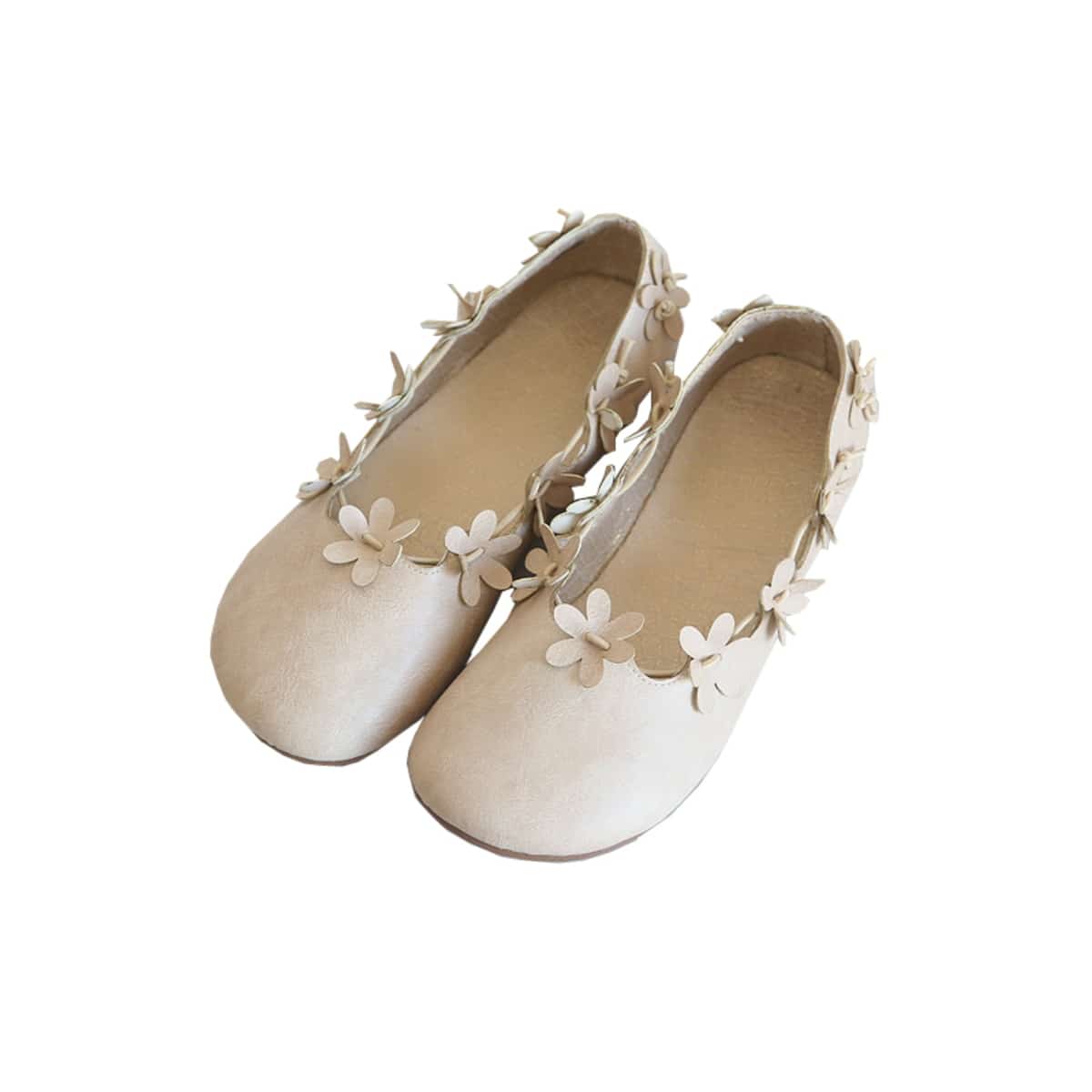 Petal round head shallow mouth flat shoes summer a foot low heel daily single shoes women