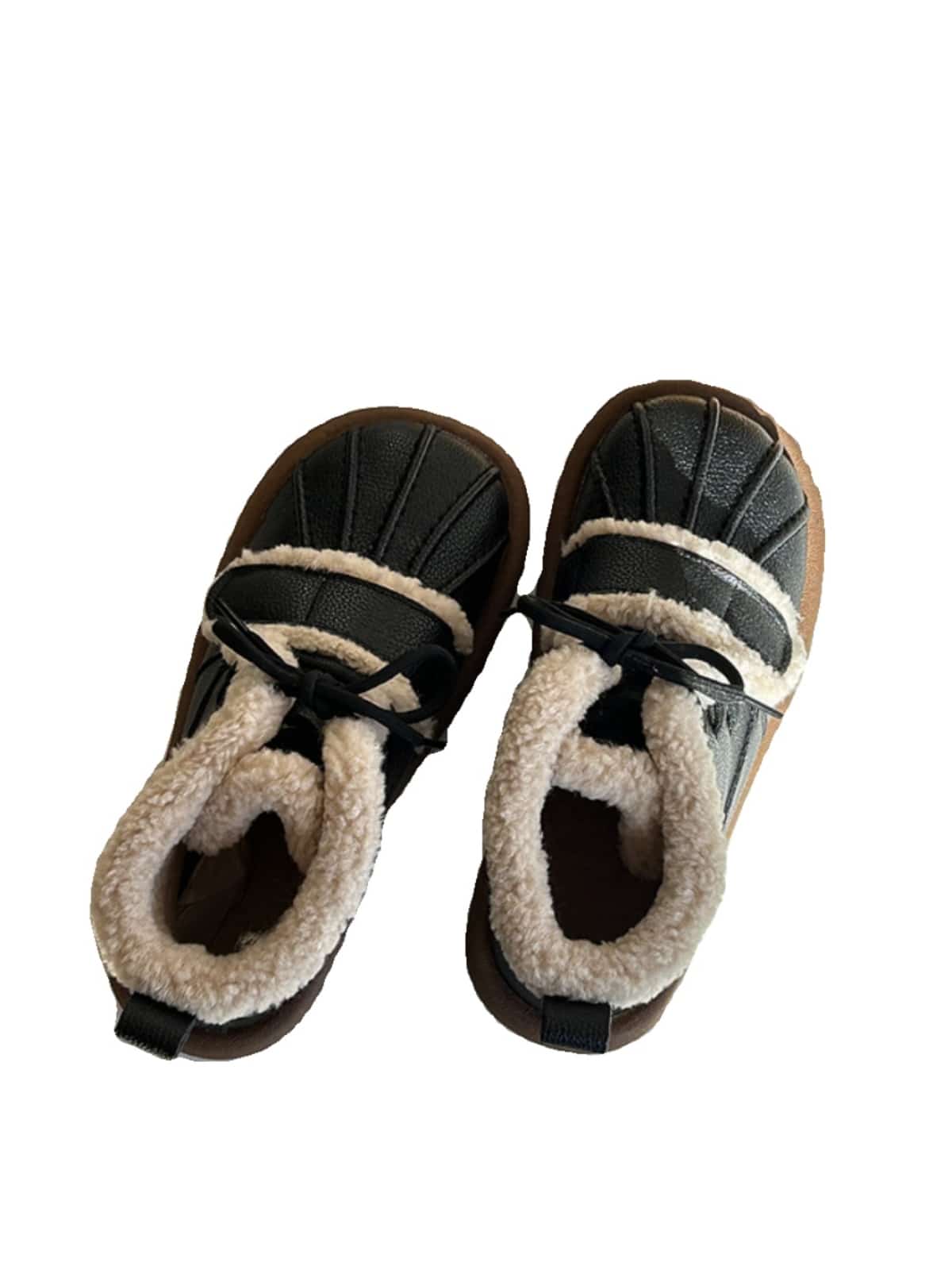 Imitation lamb wool round head flat-bottomed short boots winter cute glossy warm snow boots
