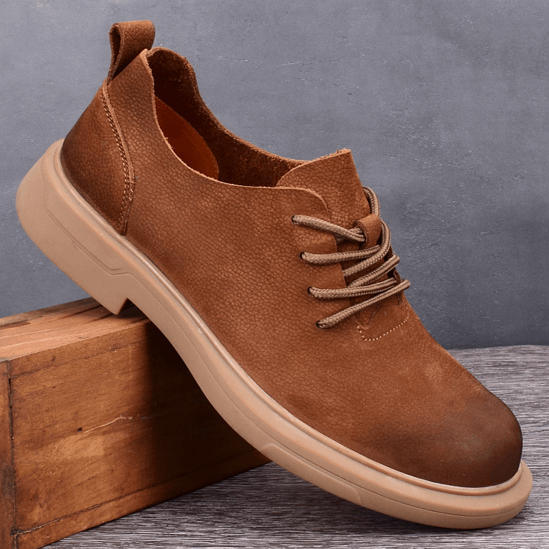 Leather shoes men's genuine leather shoes versatile pure cowhide soft leather loose big head shoes platform non-slip men's shoes