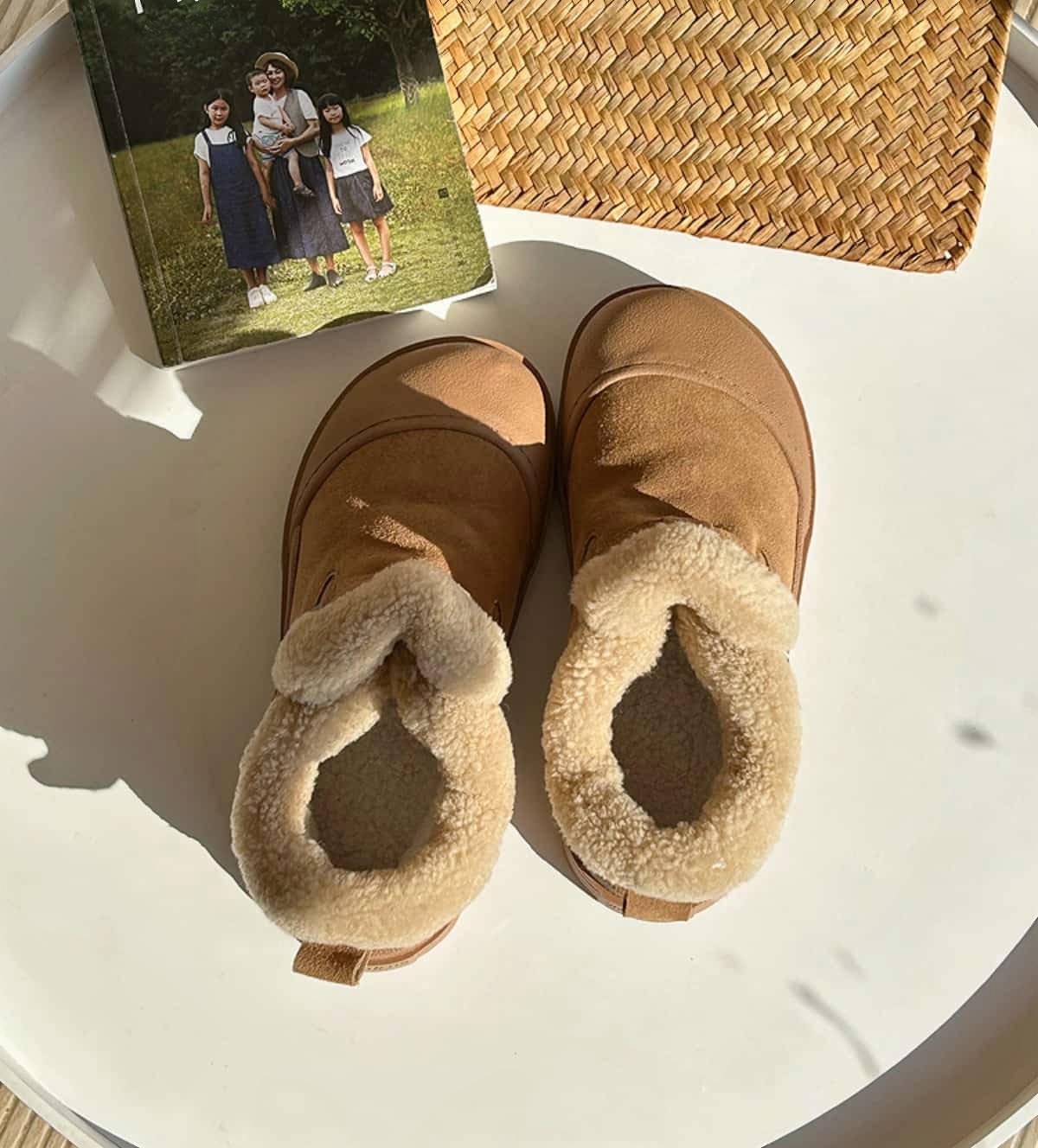 Imitation lamb wool round head platform short boots winter leather fashion belt buckle snow boots