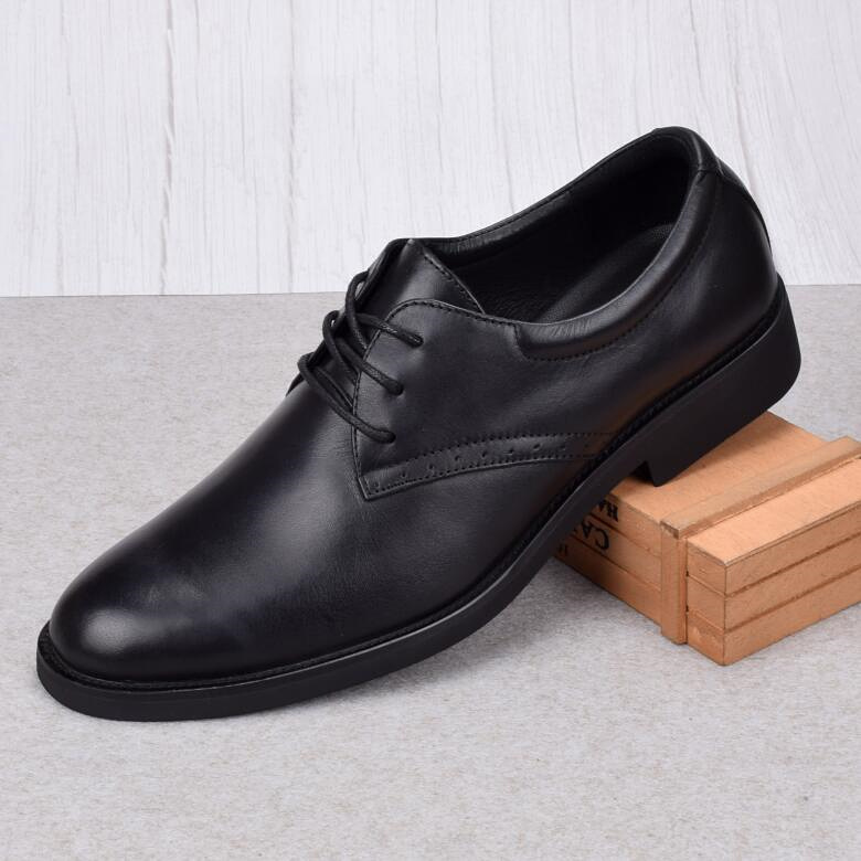Soft leather business dress leather shoes men's genuine leather wedding shoes lace-up round head soft sole first layer cowhide large size shoes