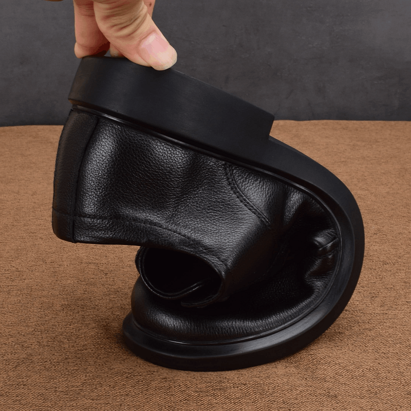 Business casual shoes wide feet thick soles round head breathable men's leather shoes leather lace-up first layer cowhide three-joint men's shoes