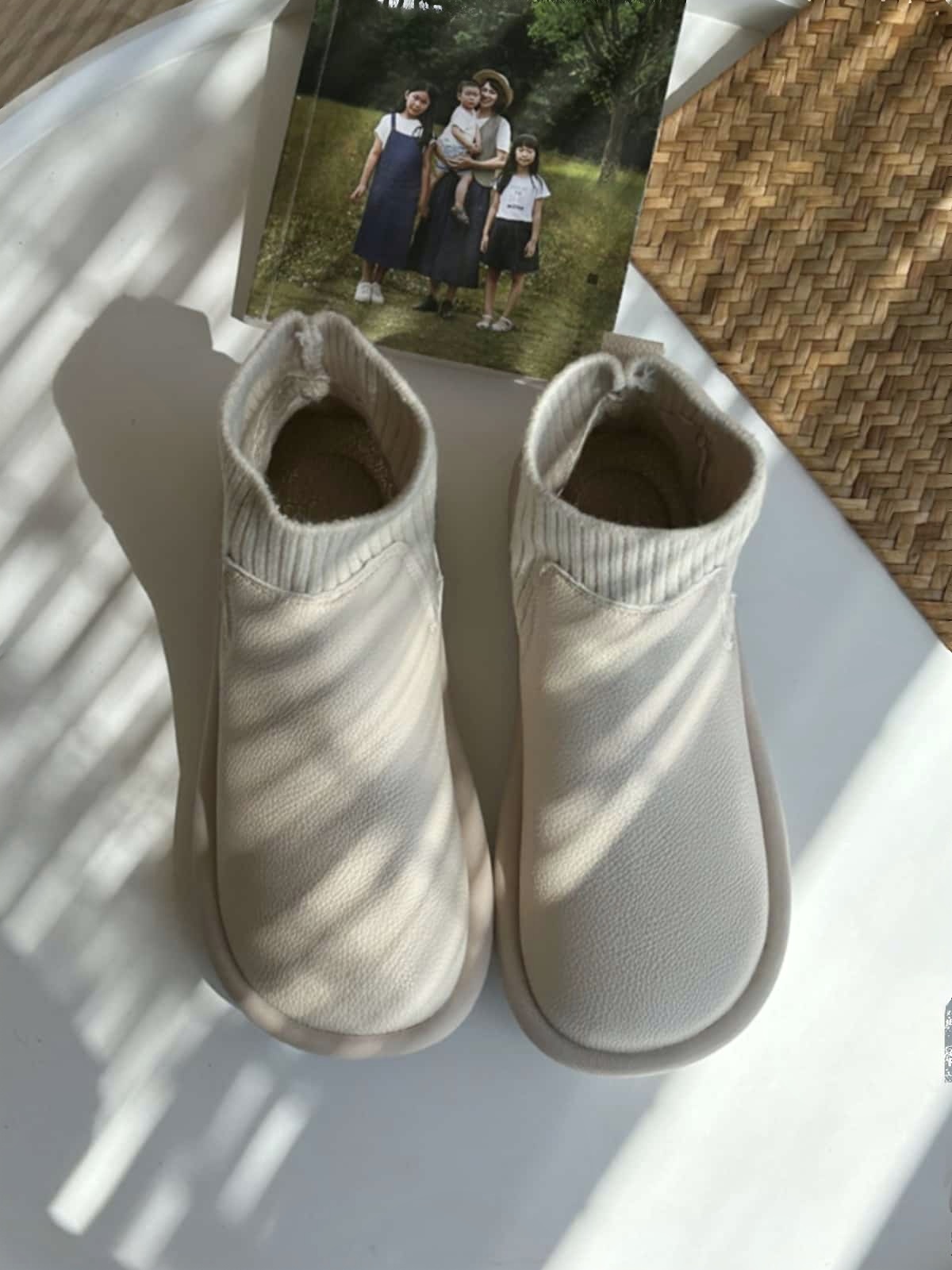 Round head flat bottom short boots autumn and winter new beige fashion soft-soled socks boots