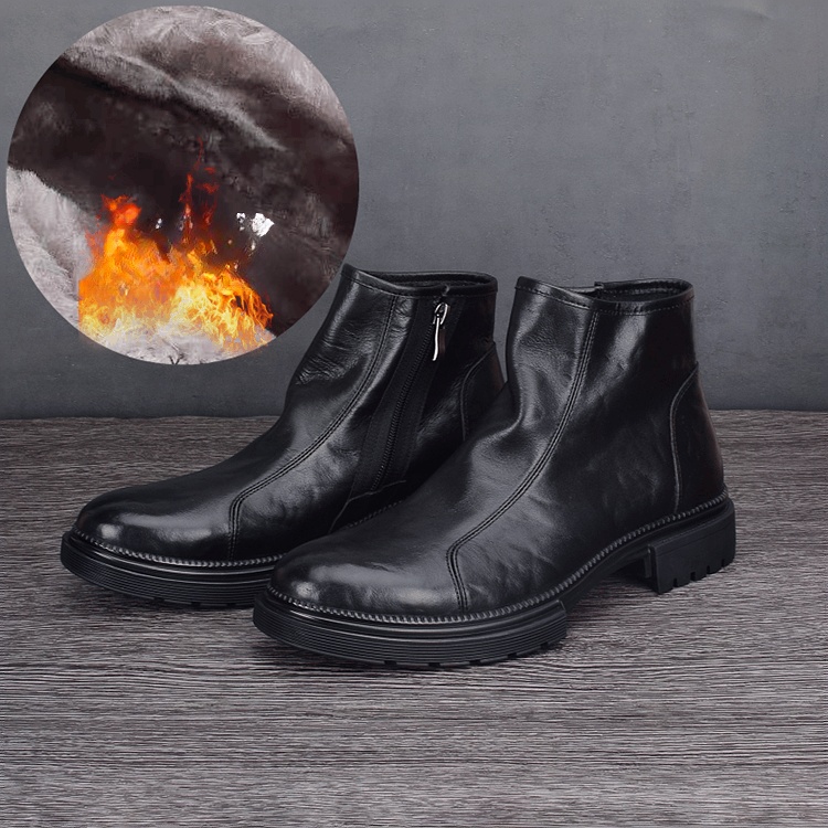 Martin boots men's leather non-slip boots medium top trend men's boots soft sole business