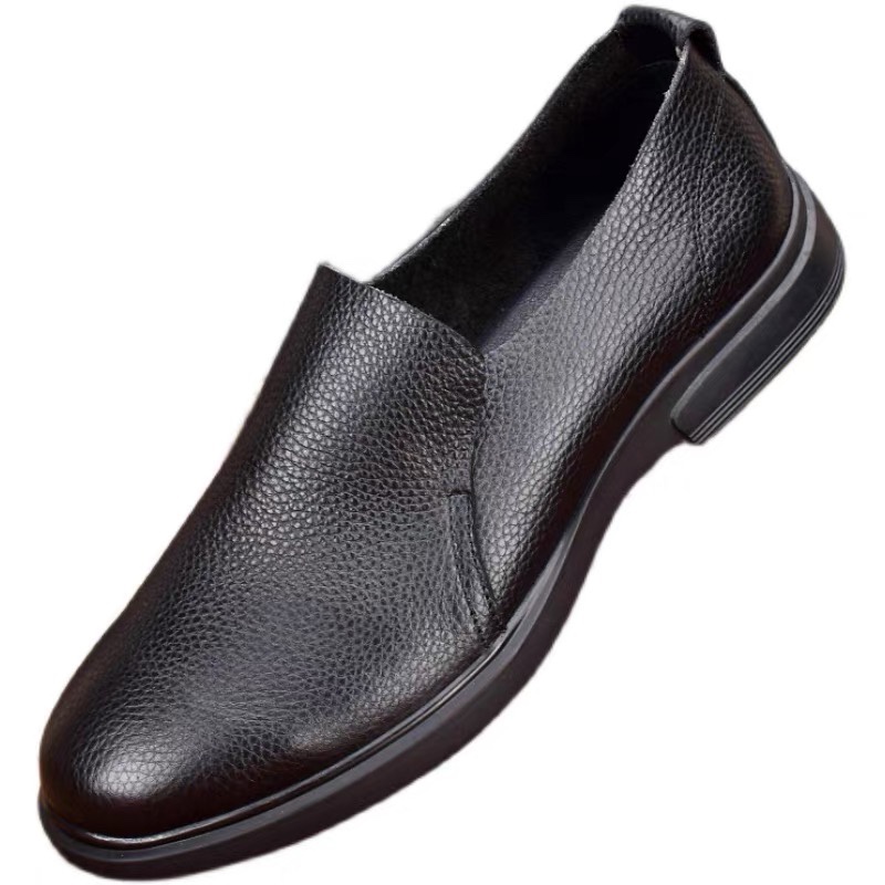 Single-layer cowhide men's shoes summer breathable casual leather shoes men's leather soft-soled lightweight loafers one-pedal lazy shoes