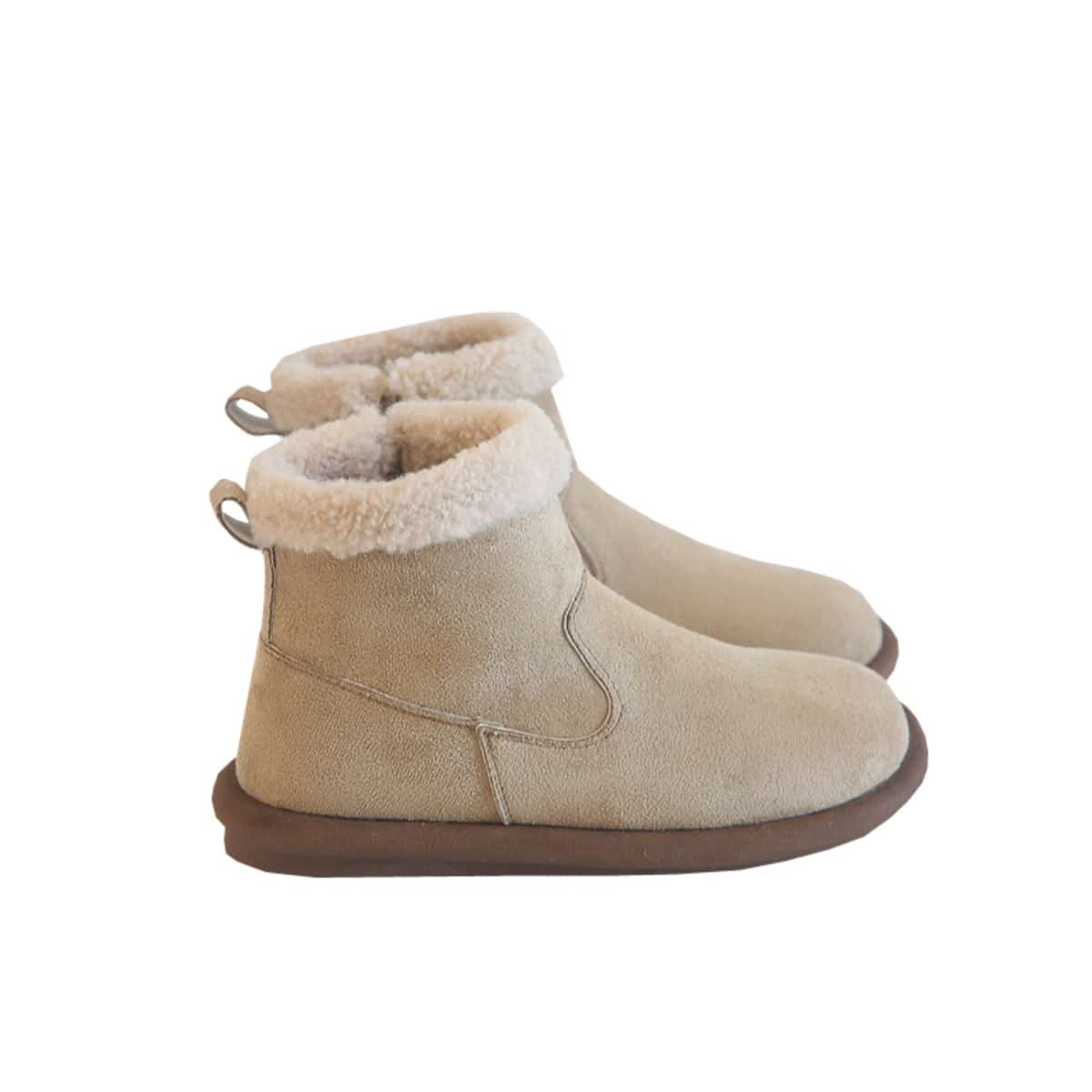 Imitation lamb wool round head flat-bottomed short boots winter warm and comfortable low-heeled snow boots
