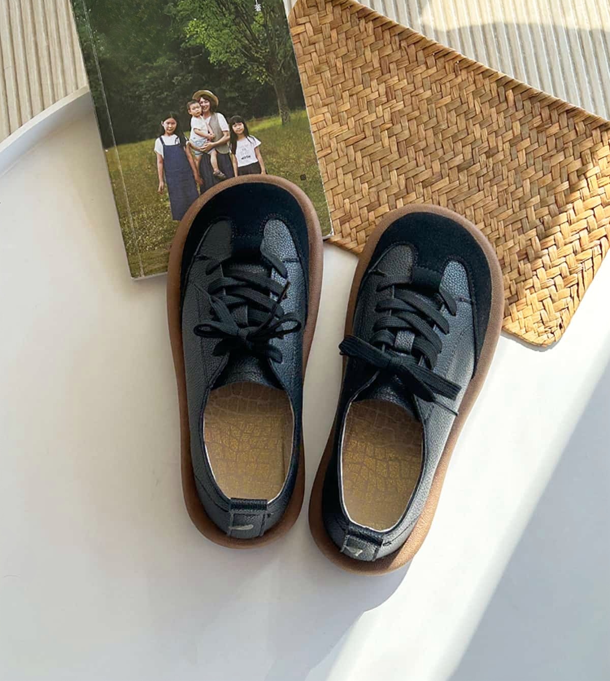 Round head lace-up flat shoes student soft-soled sports shoes Dexun shoes