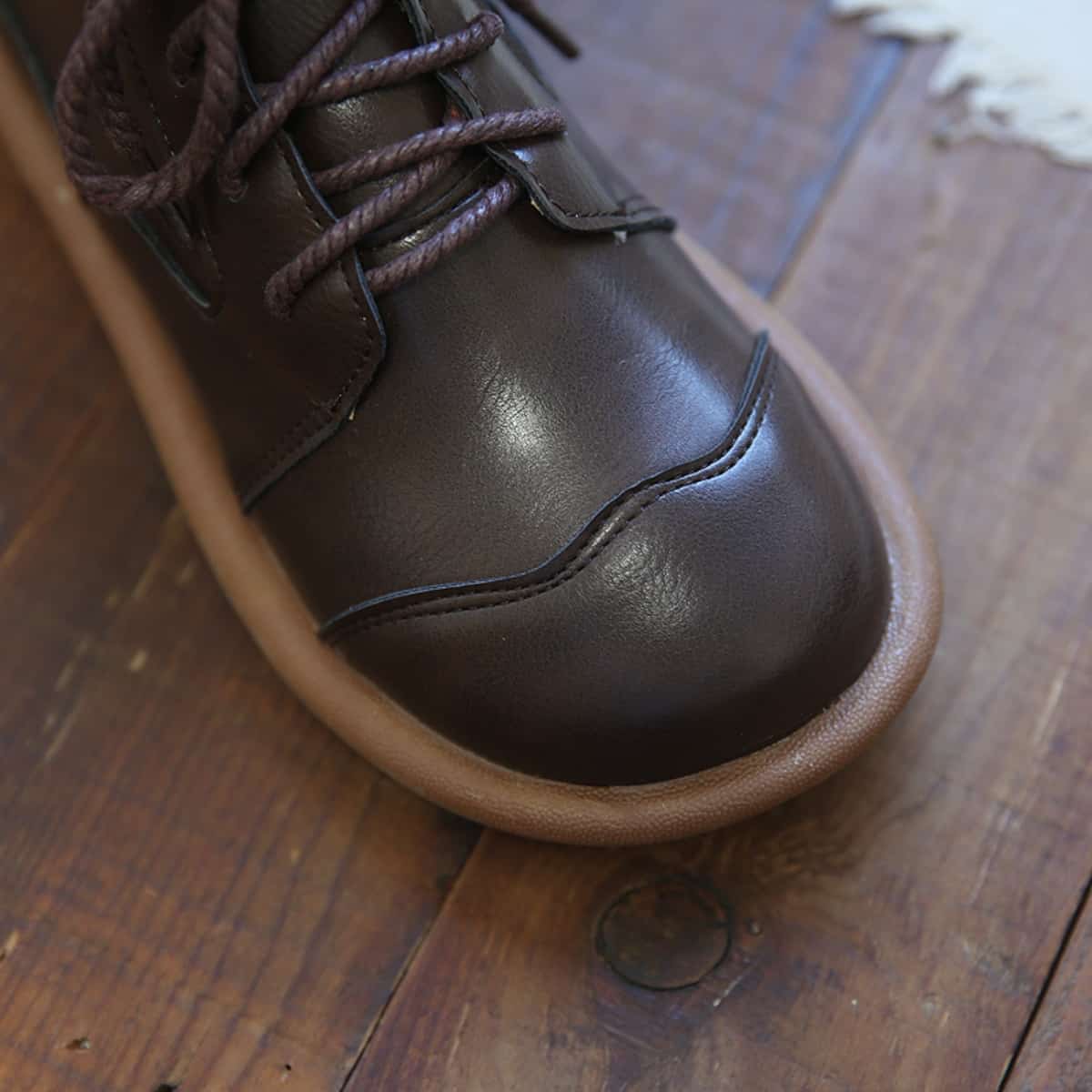 Round head lace-up flat-soled short boots autumn and winter velvet British soft-soled boots