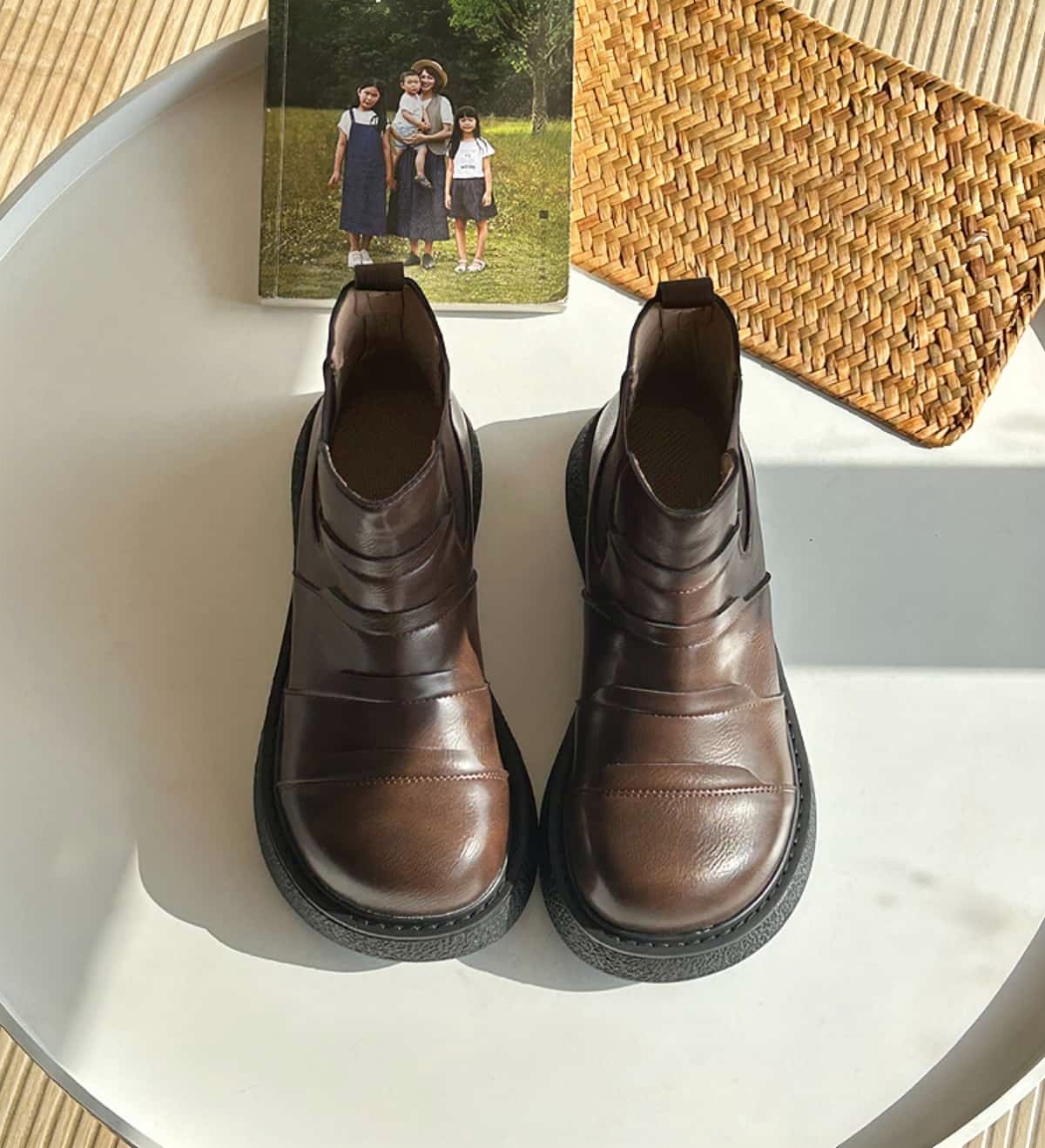 Round head platform short boots winter velvet personalized fashion black  boots