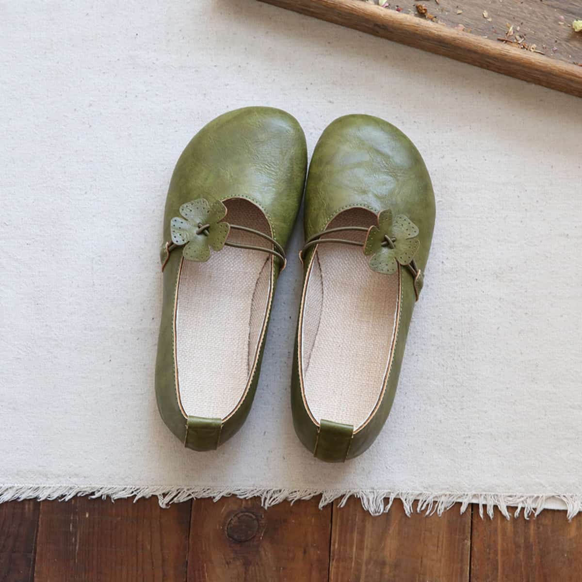 Petal bag head flat shoes cotton and linen handmade comfortable soft sole one foot shallow mouth single shoes