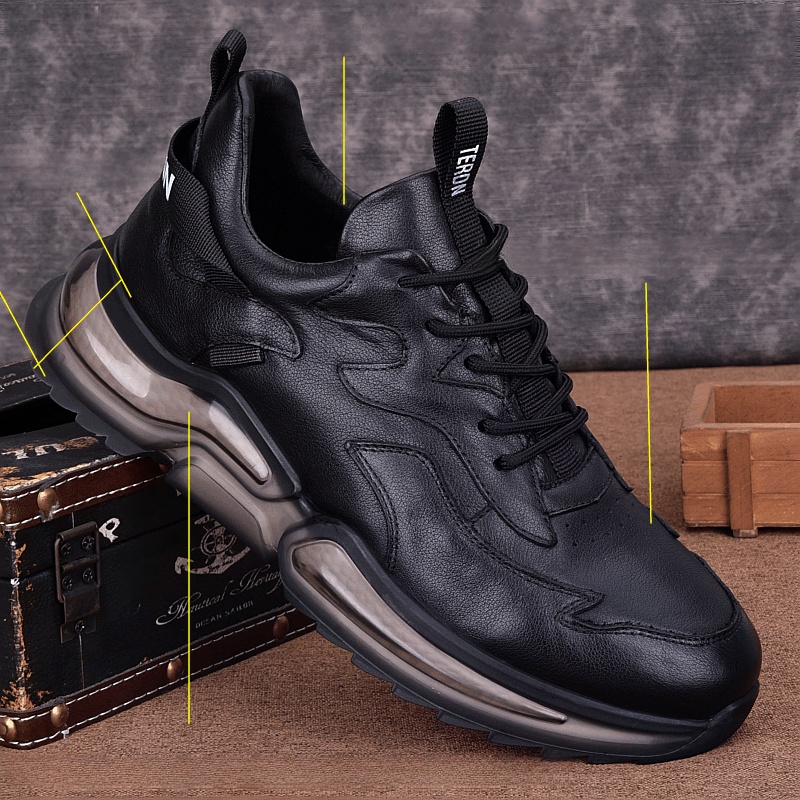 Genuine leather fashion young men's sports shoes full cowhide leather shoes men's wear-resistant soft-soled air cushion casual shoes