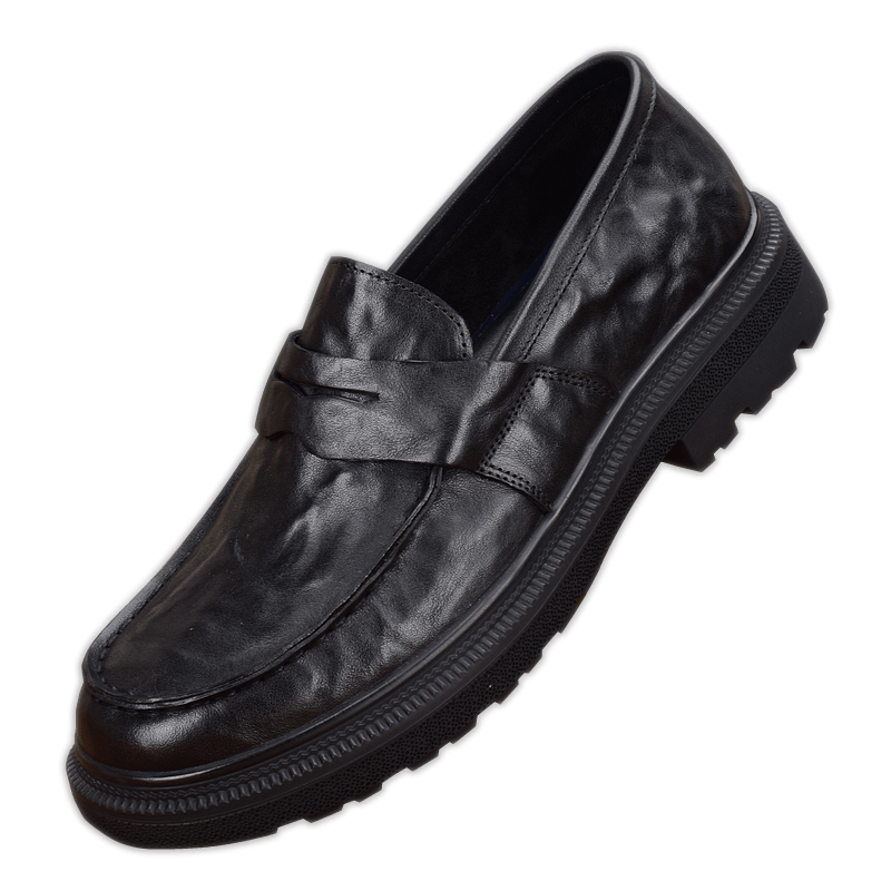 Business men's casual leather shoes, genuine leather autumn new products, breathable platform trend, lazy people pedal loafers