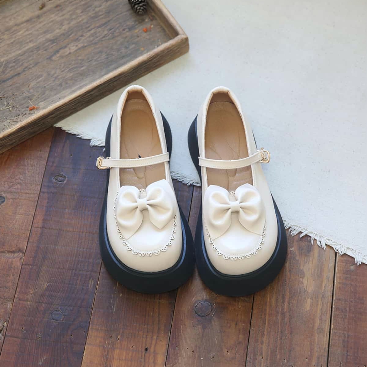Round head platform big head shoes summer big bow muffin sole with Mary Jane sandals