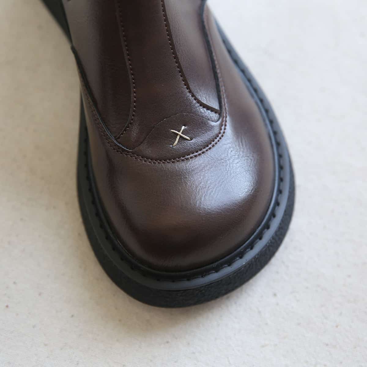 Glossy platform big head shoes handsome versatile locomotive boots fashionable cigarette boots women