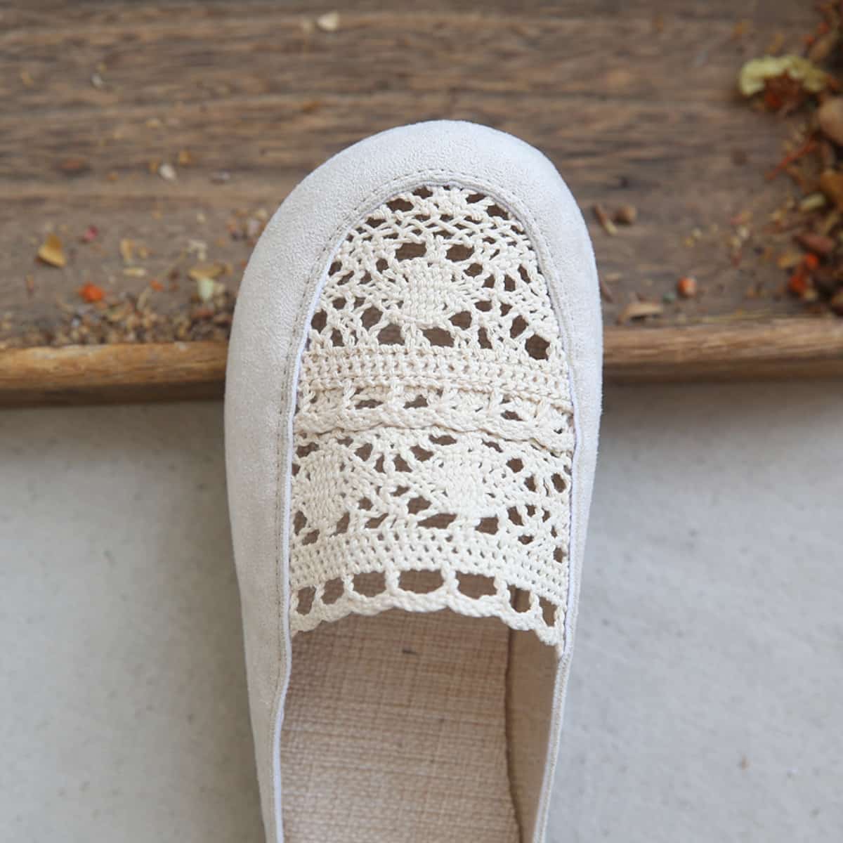 Hollow bag head flat shoes half slippers summer cotton and linen comfortable breathable sandals women