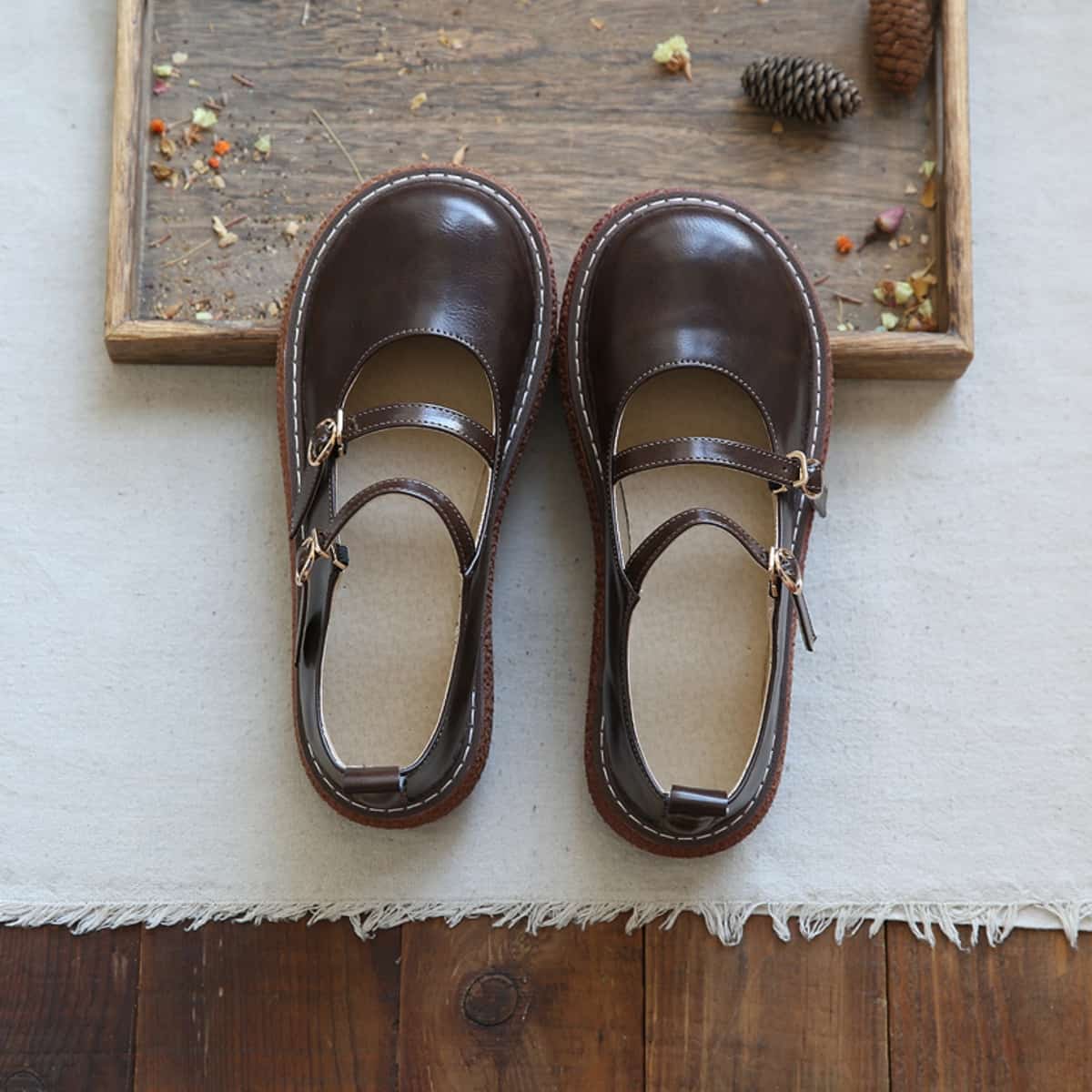 Round head platform big head shoes college style versatile word belt Mary Jane shoes sandals women spring and summer