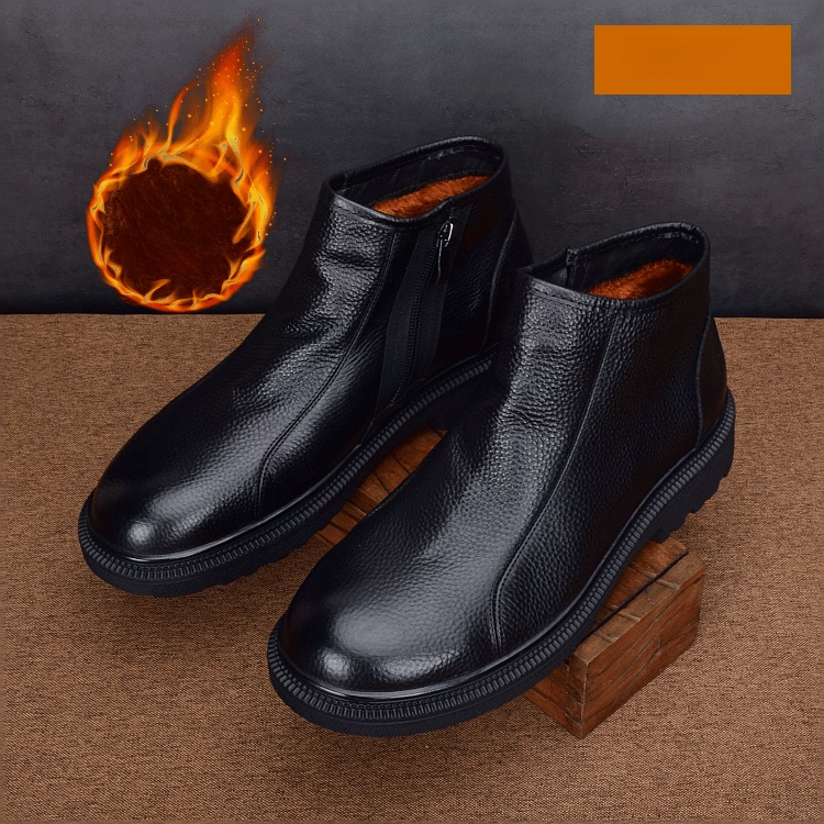 Leather Martin boots men's soft-soled leather shoes breathable men's shoes casual first-layer cowhide boots thick-soled non-slip boots men