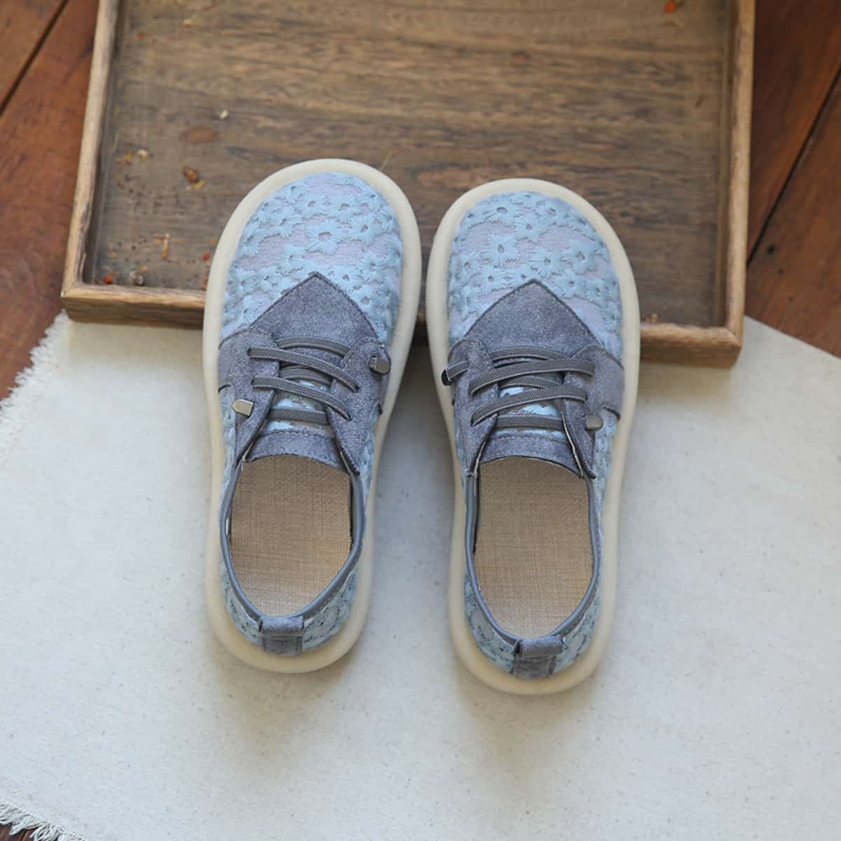 Mesh daisies round head flats summer cotton and linen foot soft-soled mesh shoes single shoes