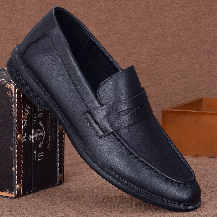 Autumn leather shoes men's business casual shoes leather breathable first layer cowhide men's shoes soft leather soft sole light lazy shoes