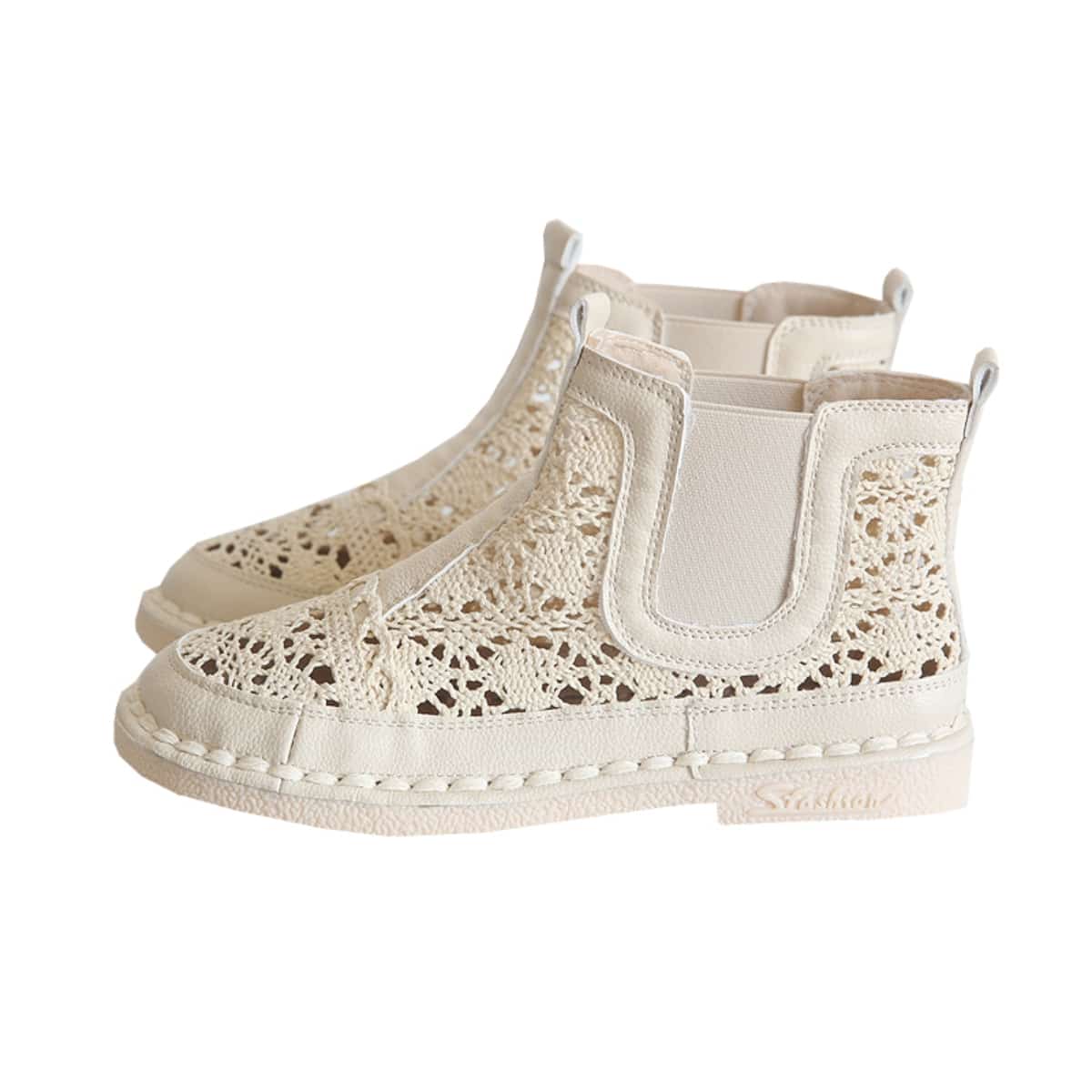 Hollow round head flat bottom cool boots summer handmade comfortable thin short net boots children