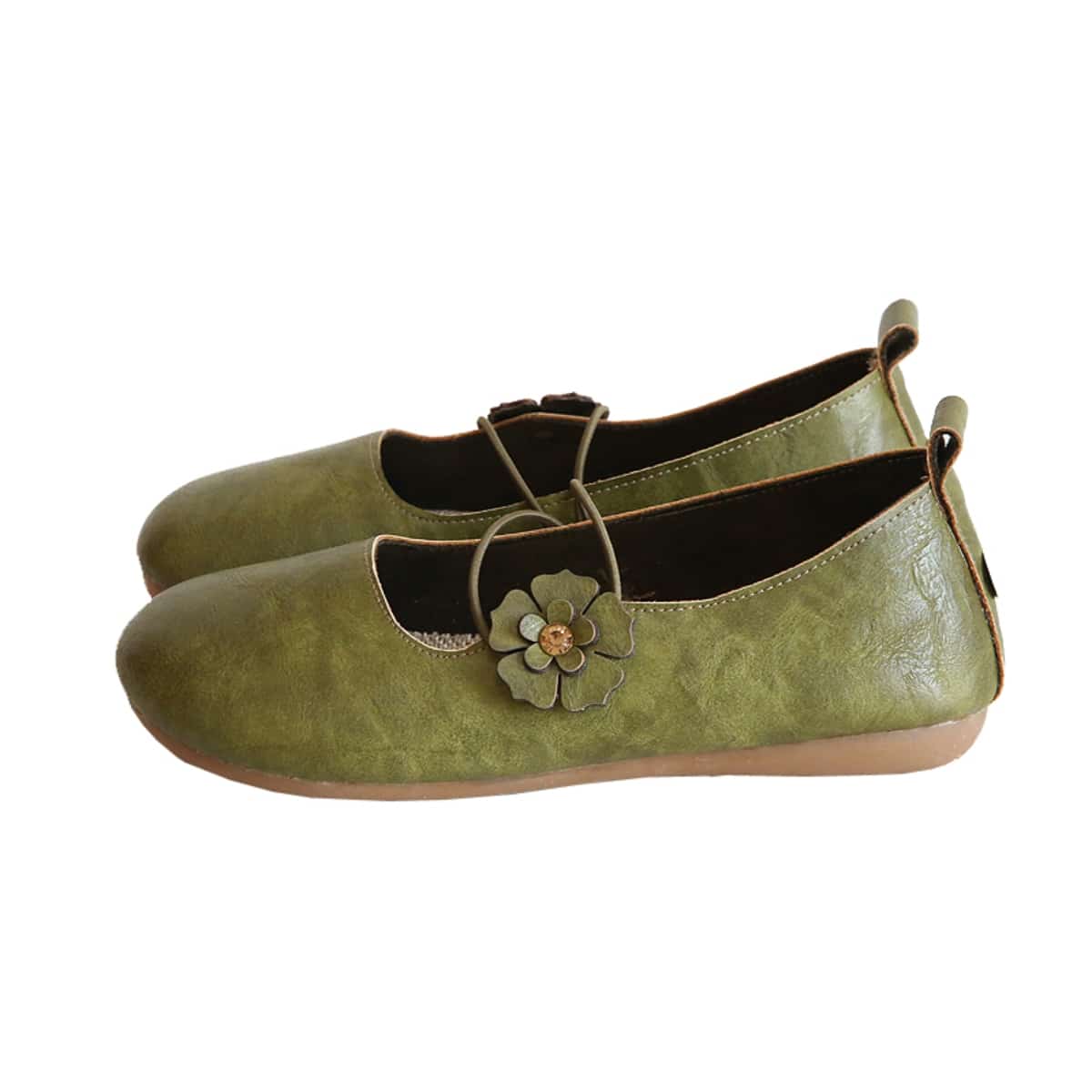 Small fresh petal bag head flat shoes handmade comfortable cotton and linen word with shallow mouth single shoes women