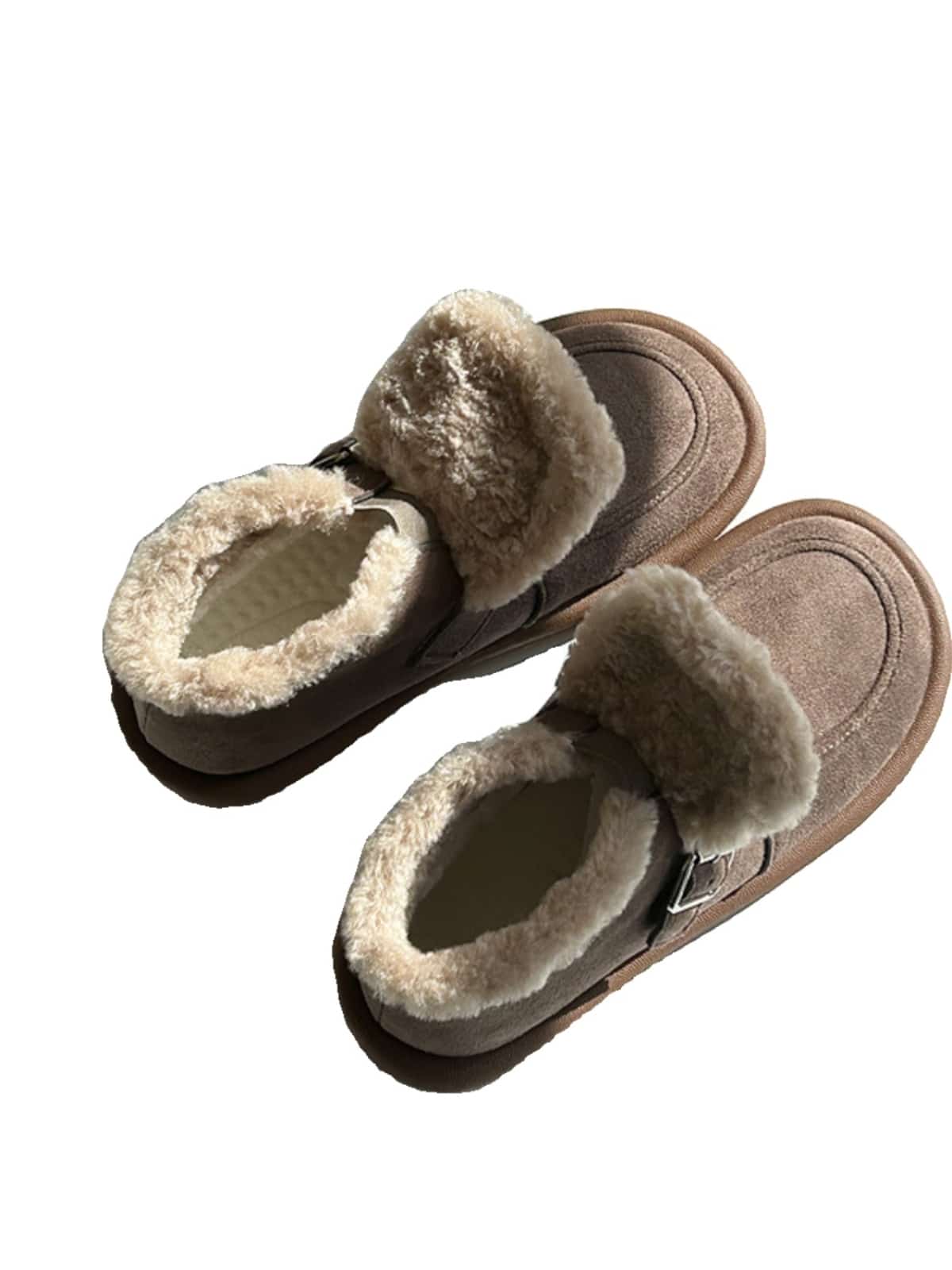 Suede round head flat bottom short boots winter warm velvet soft bottom snow boots