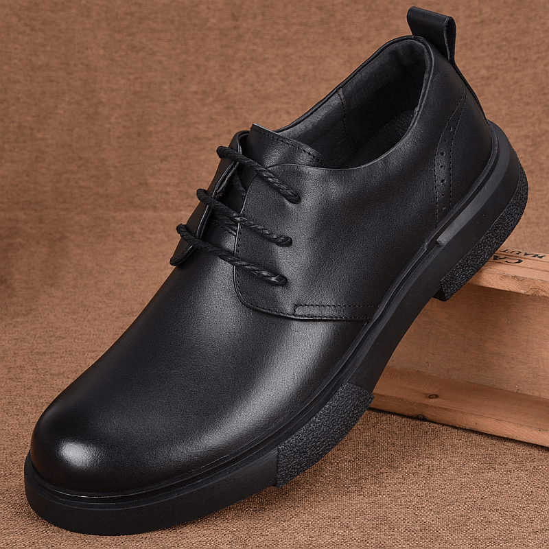 Leather breathable men's casual leather shoes daily thick sole soft sole versatile first layer cowhide lace-up business
