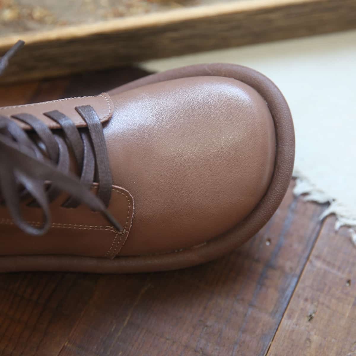 Big Head Martin Boots Women's Leather Round Head Lace-Up Short Boots Comfortable Soft Sole Boots