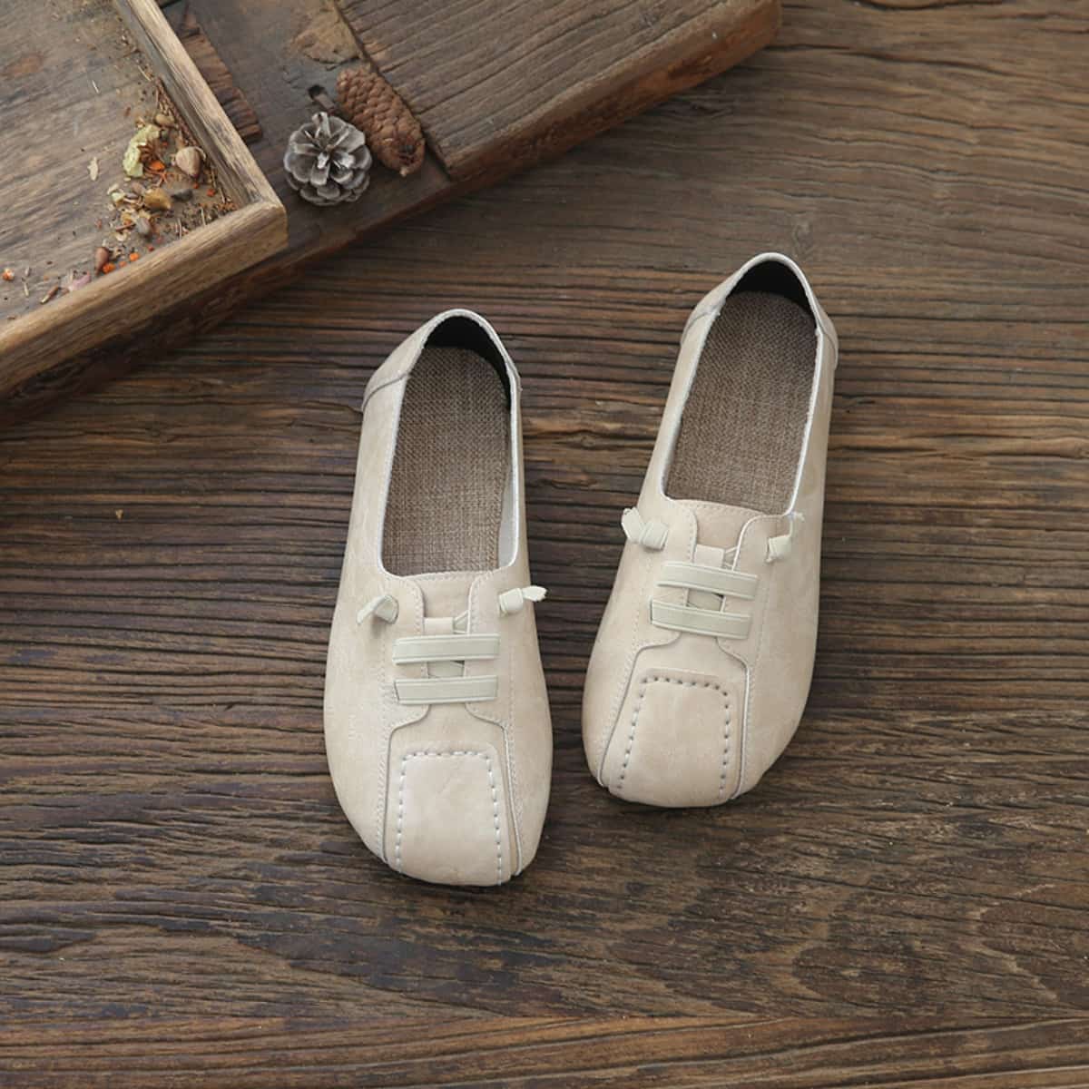 Round head shallow mouth flat shoes new cotton and linen comfortable foot single shoes women's spring and summer