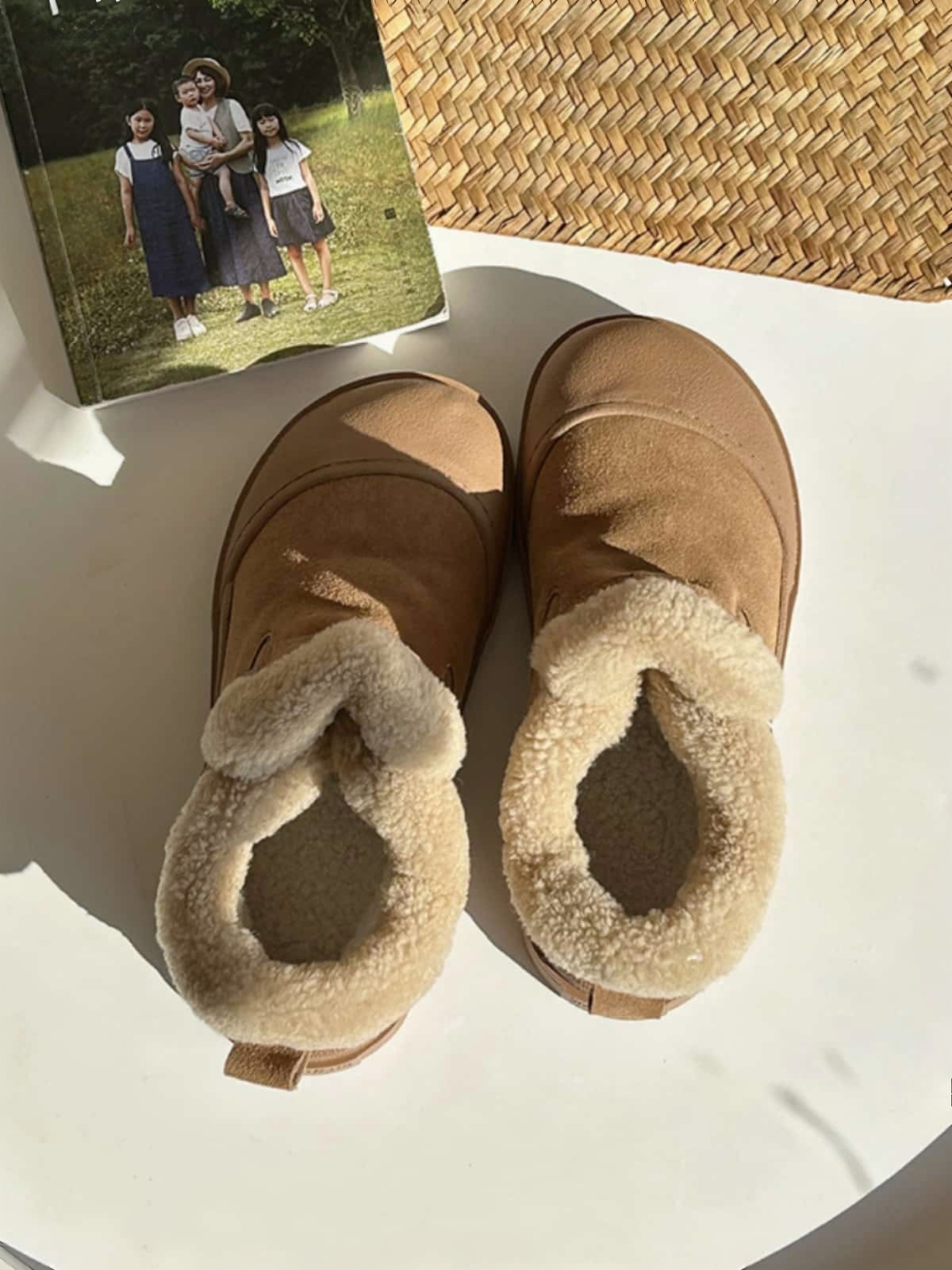 Imitation lamb wool round head platform short boots winter leather fashion belt buckle snow boots