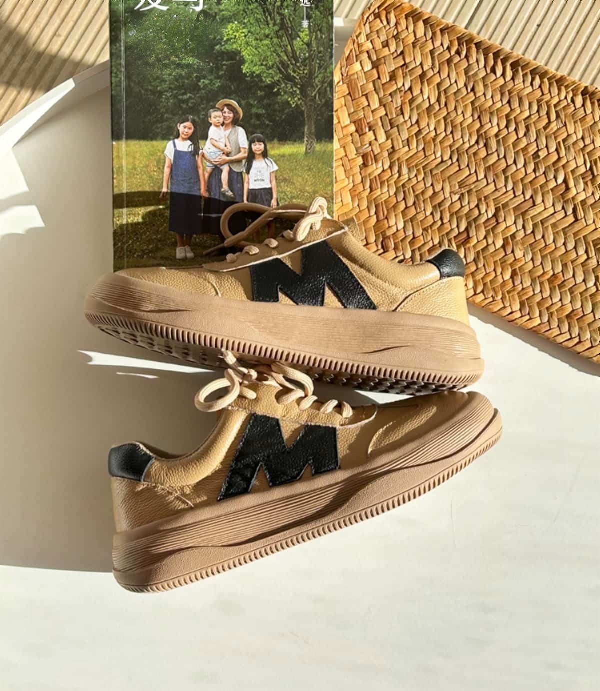 Leather round head lace-up platform shoes handsome versatile little white shoes women