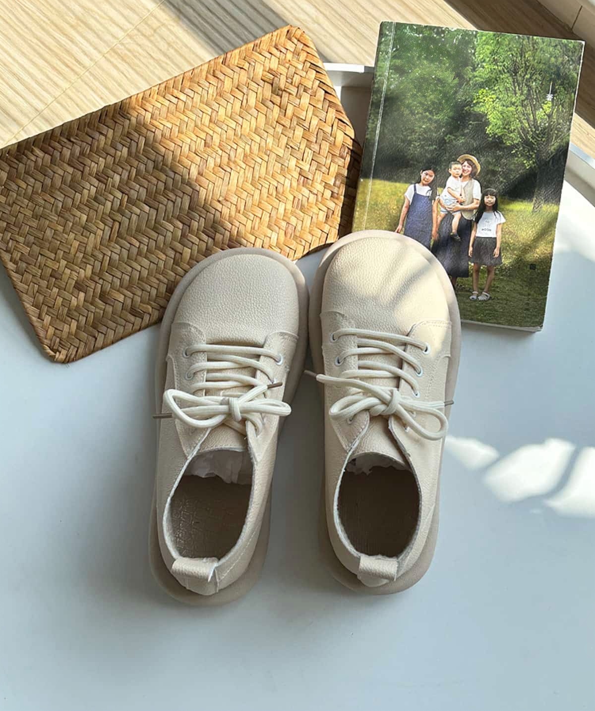 Round head lace-up flat boots New comfortable soft-soled low-heeled short boots