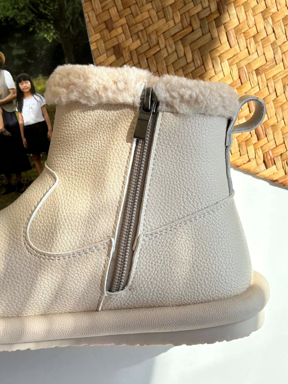 Round Head Flat Bottom Short Boots Winter Imitation Lamb Fleece Fashion Side Zipper Snow Boots