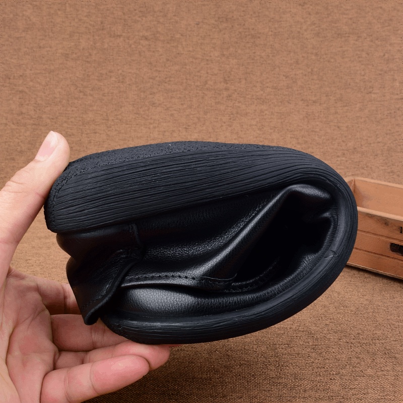 Men's cowhide beanie shoes breathable single shoes black British men's shoes soft sole leather soft leather light driving shoes