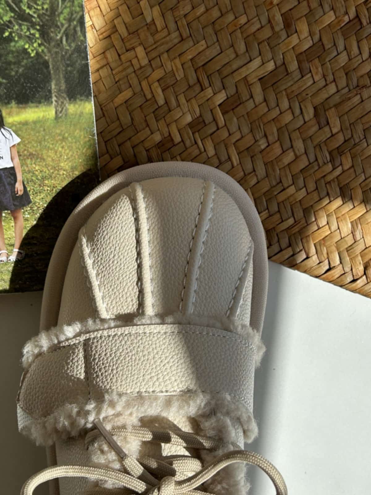 Imitation lamb wool round head lace-up flat shoes winter cute warm and comfortable cotton shoes women