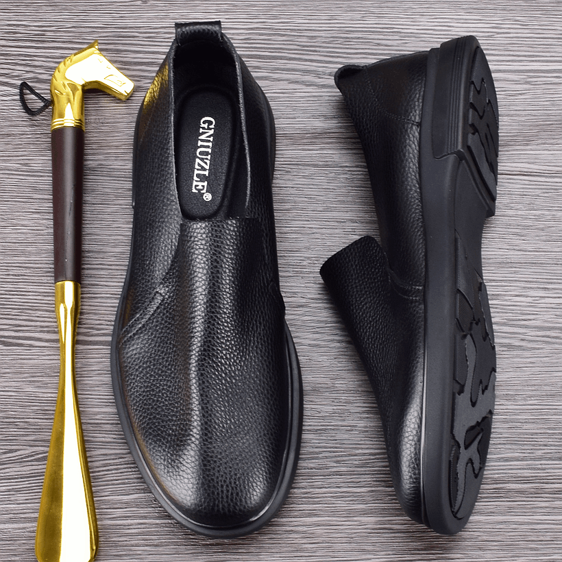 Single-layer cowhide men's shoes summer breathable casual leather shoes men's leather soft-soled lightweight loafers one-pedal lazy shoes