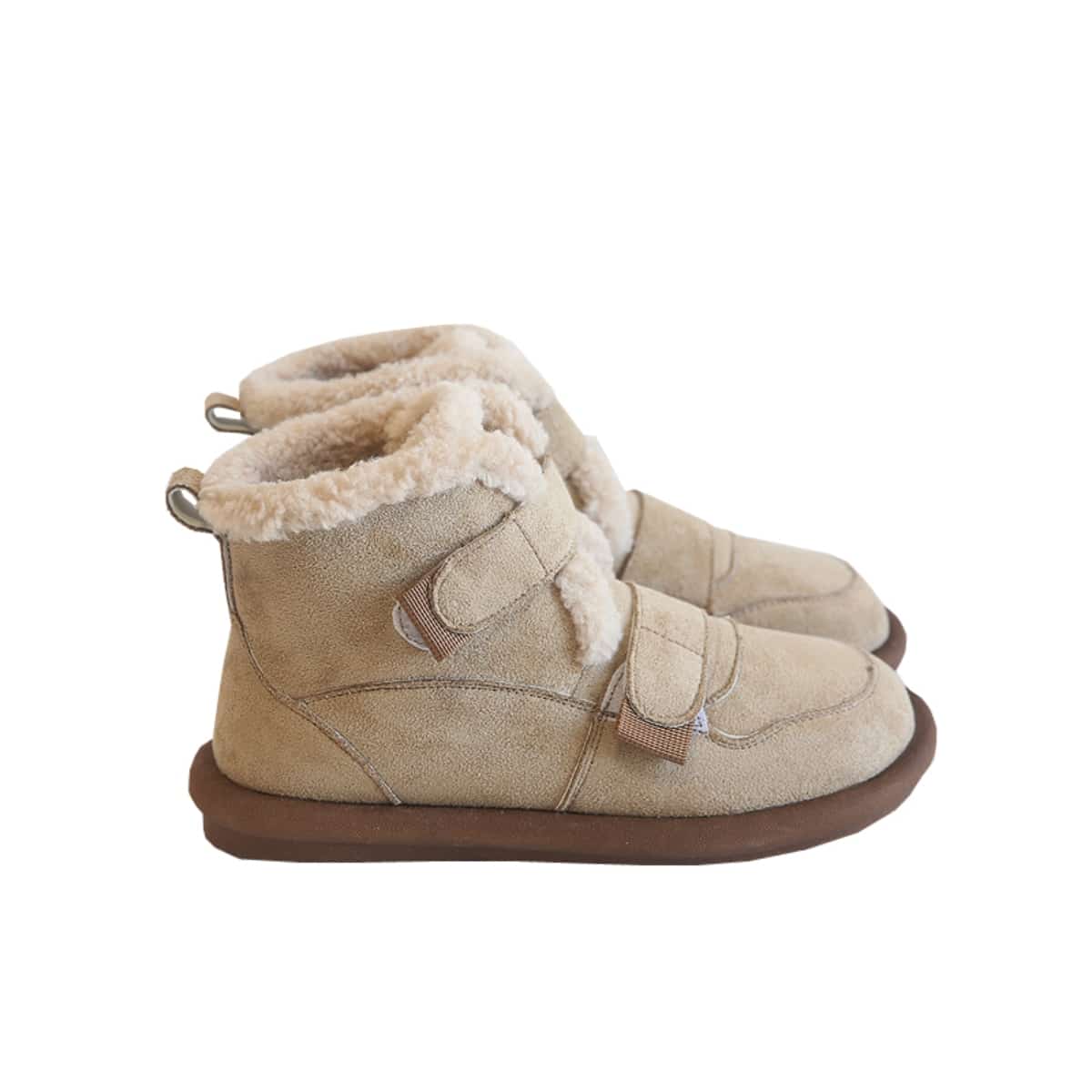 Imitation lamb wool round head flat-bottomed snow boots winter velvet low-heeled short boots