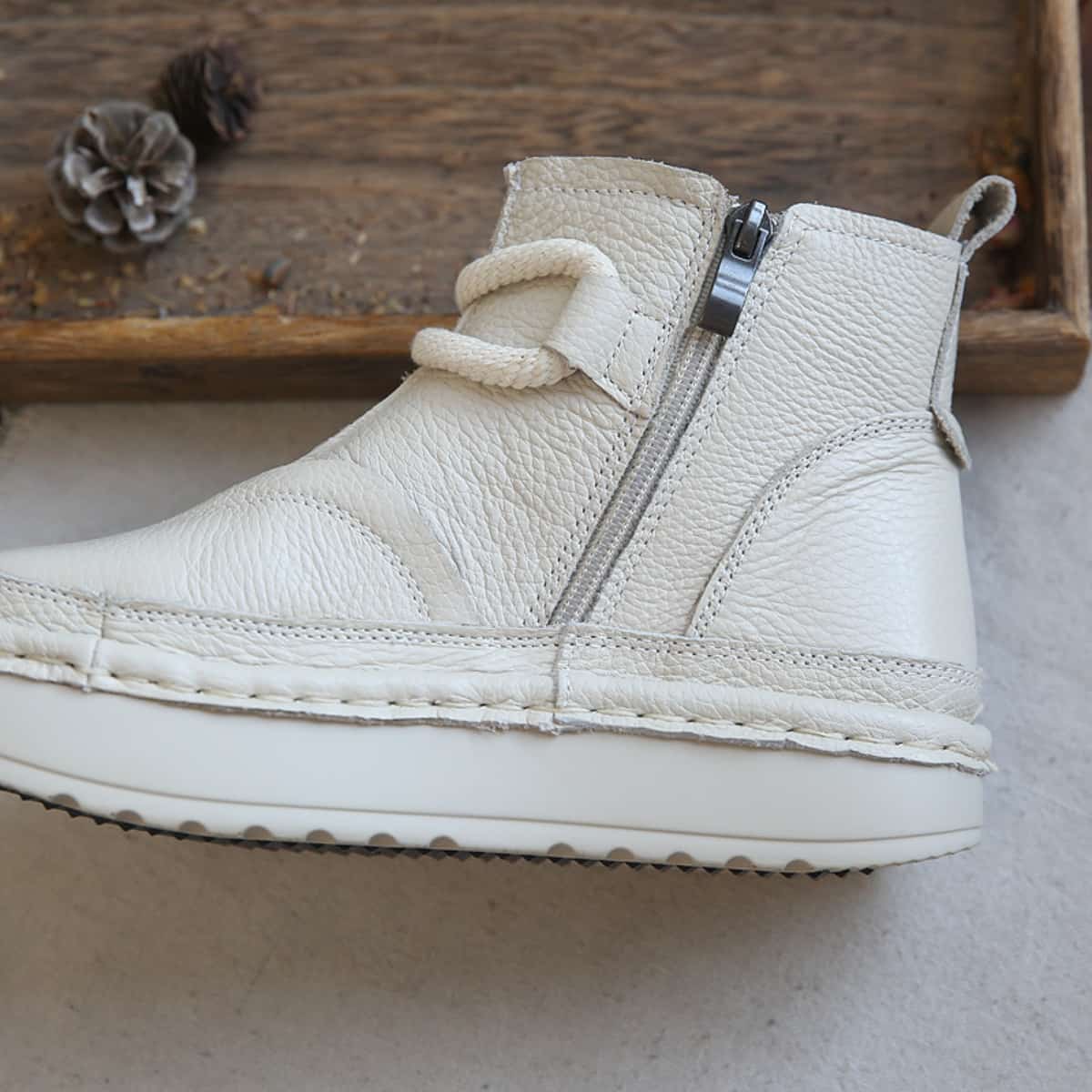 Leather Round Head Platform Big Head Shoes Button Short Boots Martin Boots Children