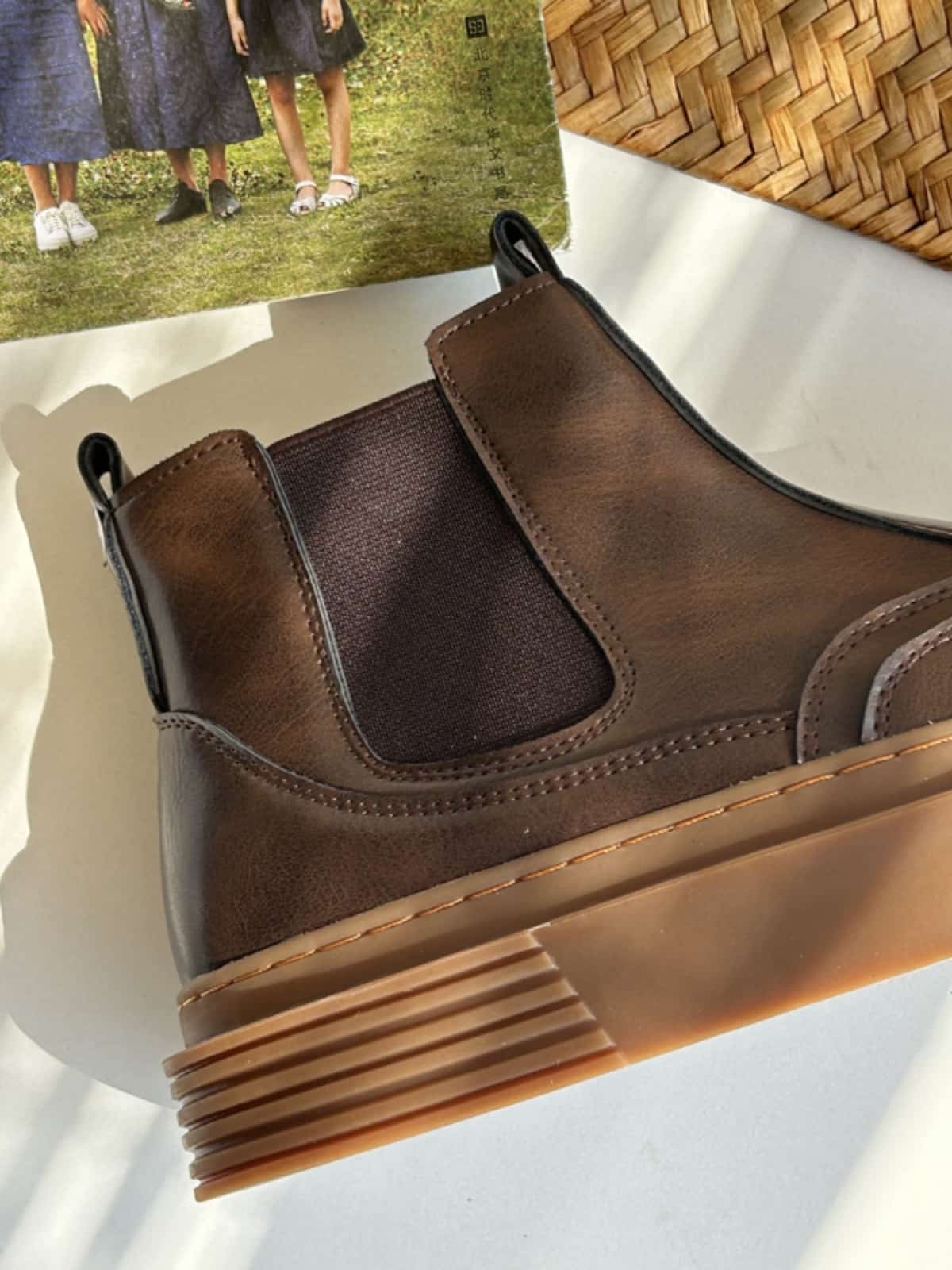 Round Head Platform Martin Boots Autumn and Winter Fleece Medium Heel  Boots Short Boots