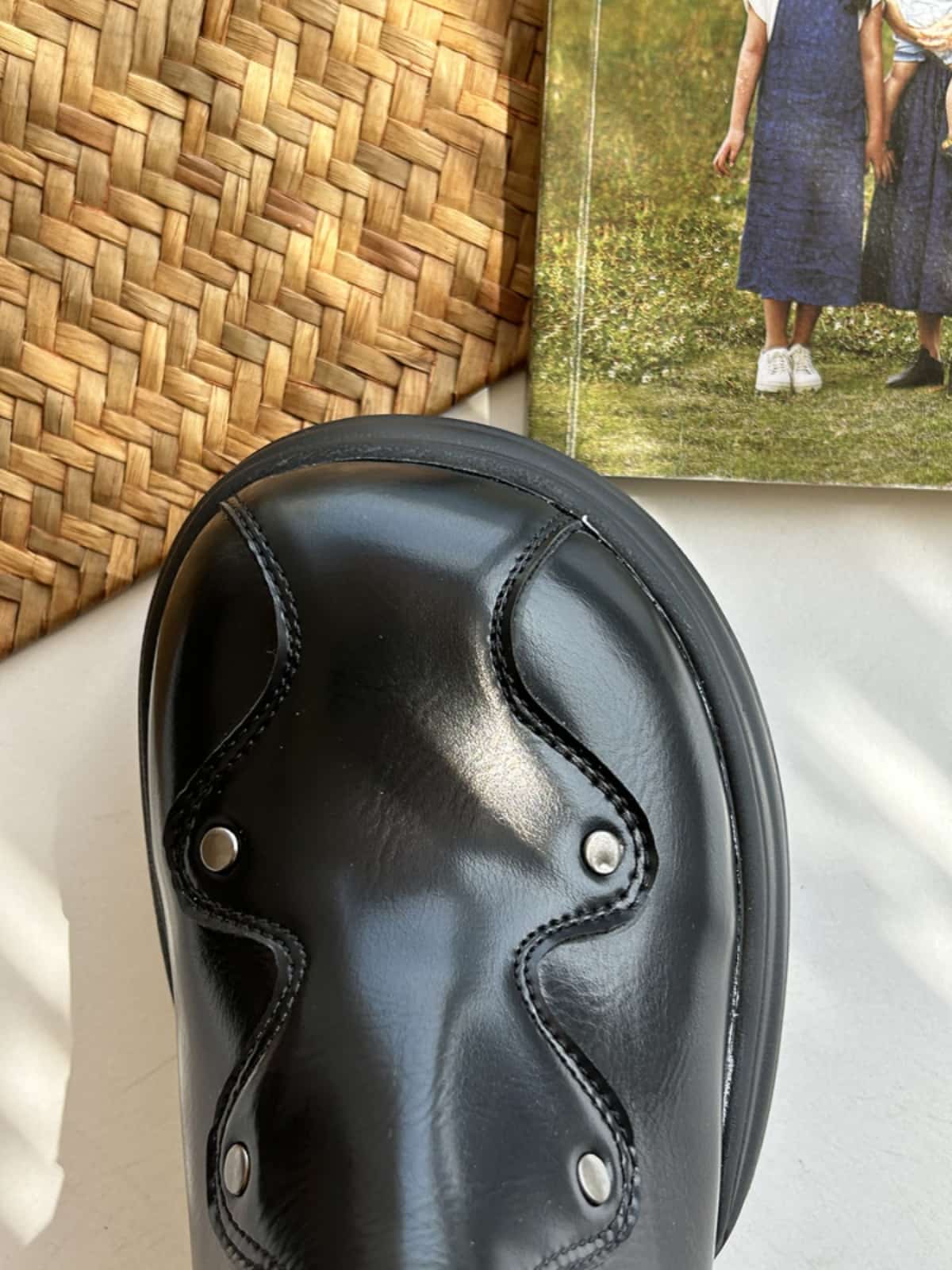 Round head platform  boots women's new rivet fashion thick heel black short boots