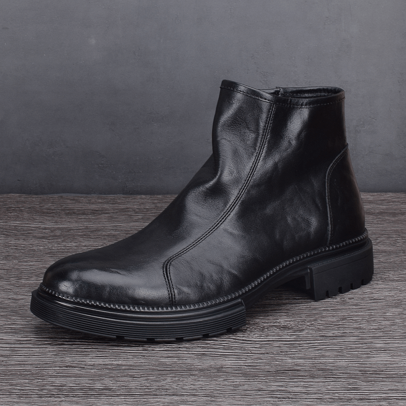 Martin boots men's leather non-slip boots medium top trend men's boots soft sole business